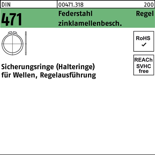 Sicherungsring DIN 471 12x 1 Federstahl zinklamellenb. Regelausf. 1000 Stück