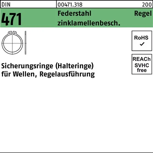 Sicherungsring DIN 471 45x 1,75 Federstahl zinklamellenb. Regelausf. 100 Stück