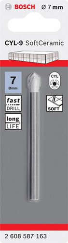 Bosch Fliesenbohrer CYL-9 Ceramic DxL 7x80mm weiß Werkstoff HM 