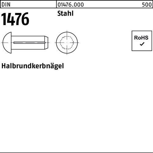 Halbrundkerbnagel DIN 1476 5x 10 Stahl 250 Stück