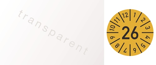 Einjahreskabelprüfplakette B25xL60mm J.2026 m.Monaten Folie Btl.a 100 St.