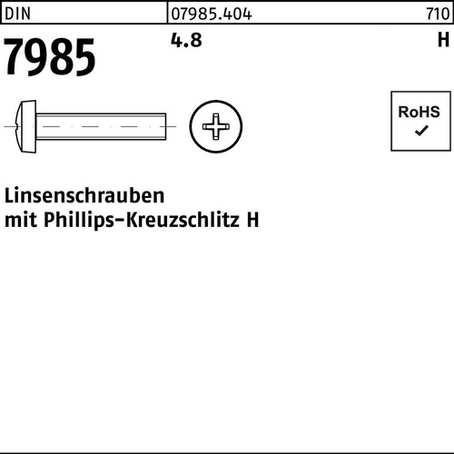 Linsenschraube DIN 7985 PH M4x 10-H 4.8 2000 Stück