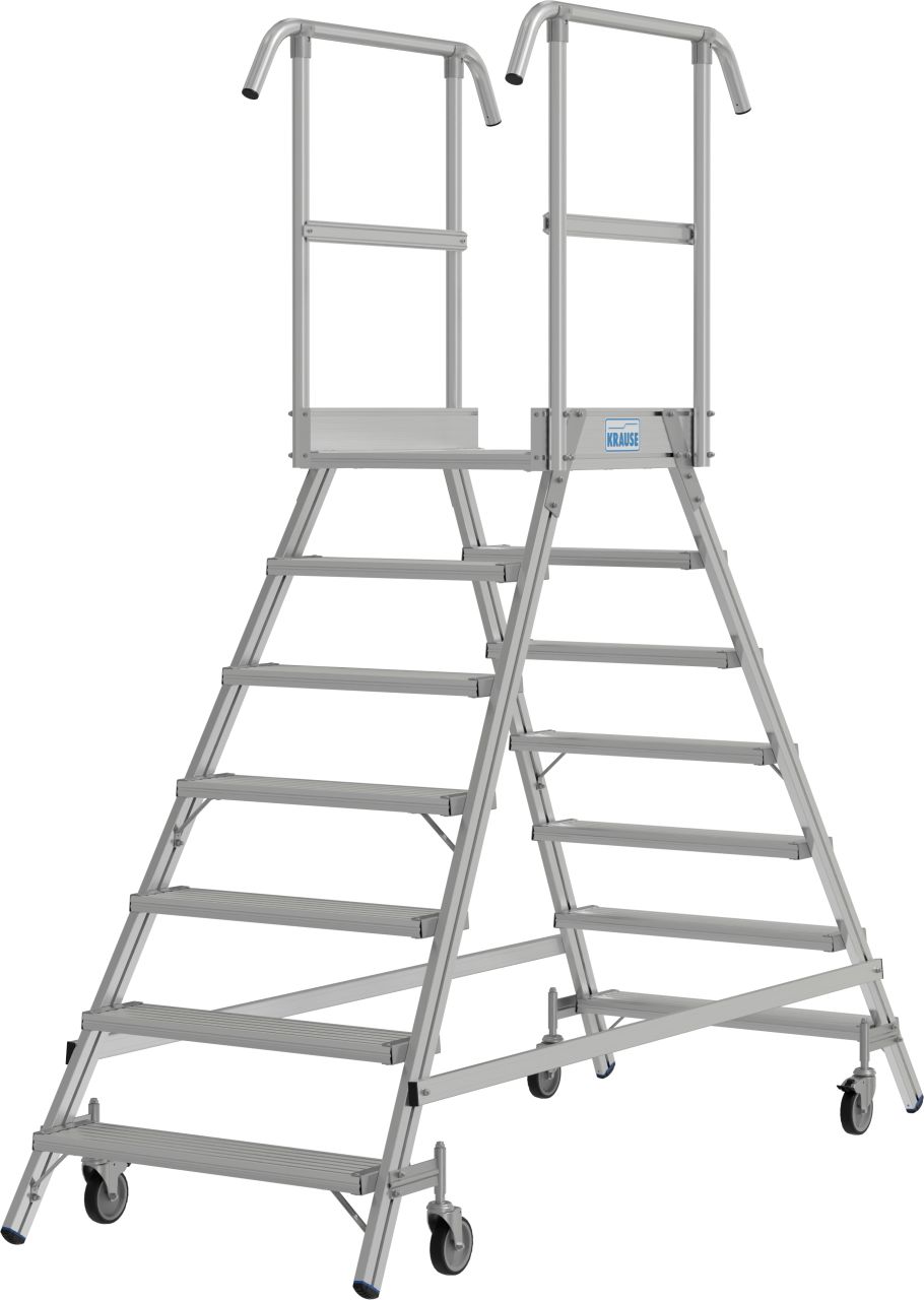 Krause STABILO Podestleiter fahrbar beidseitig begehbar 2x7 Stufen