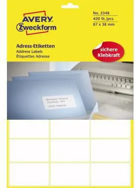 Avery Zweckform Adressetikett 3348 67x38mm weiß 420 St./Pack.