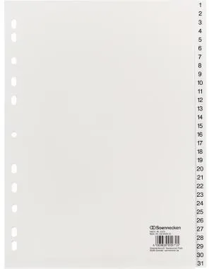 Soennecken Register 2125 DIN A4 1-31 volle Höhe PP weiß