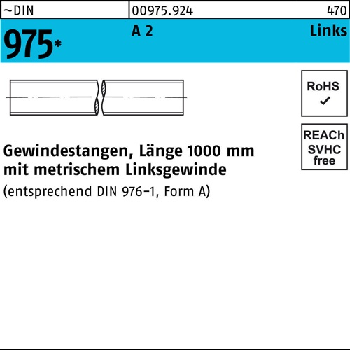 Gewindestange DIN 975 links M6 -LHx 1000mm A 2 1 Stück