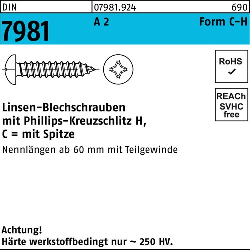 Blechschraube DIN 7981 LIKO PH C 5,5x 45-H A 2 100 Stück