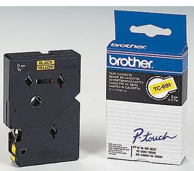 Brother Schriftbandkassette TC691 9mmx7,7m laminiert sw auf ge