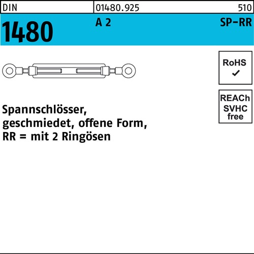Spannschlossmutter DIN 1480 offen 2Ringösen SP-RR M6 A 2 1 Stück