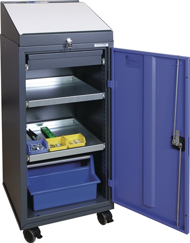 Werkzeugschrankset m.Pultaufsatz H1310xB500xT500mm anthrazitgrau/taubenblau TW
