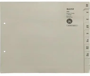 Leitz Registerserie 13510085 DIN A4 A-Z für 75Ordner Tauenpapier grau