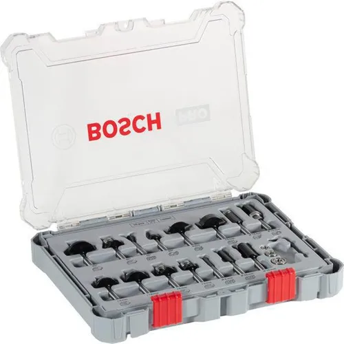 Bosch Freihandfräser-Set 15tlg. Arbeits-L.25mm D.12,7mm L.65mm Bündigfräser Schaft 6mm
