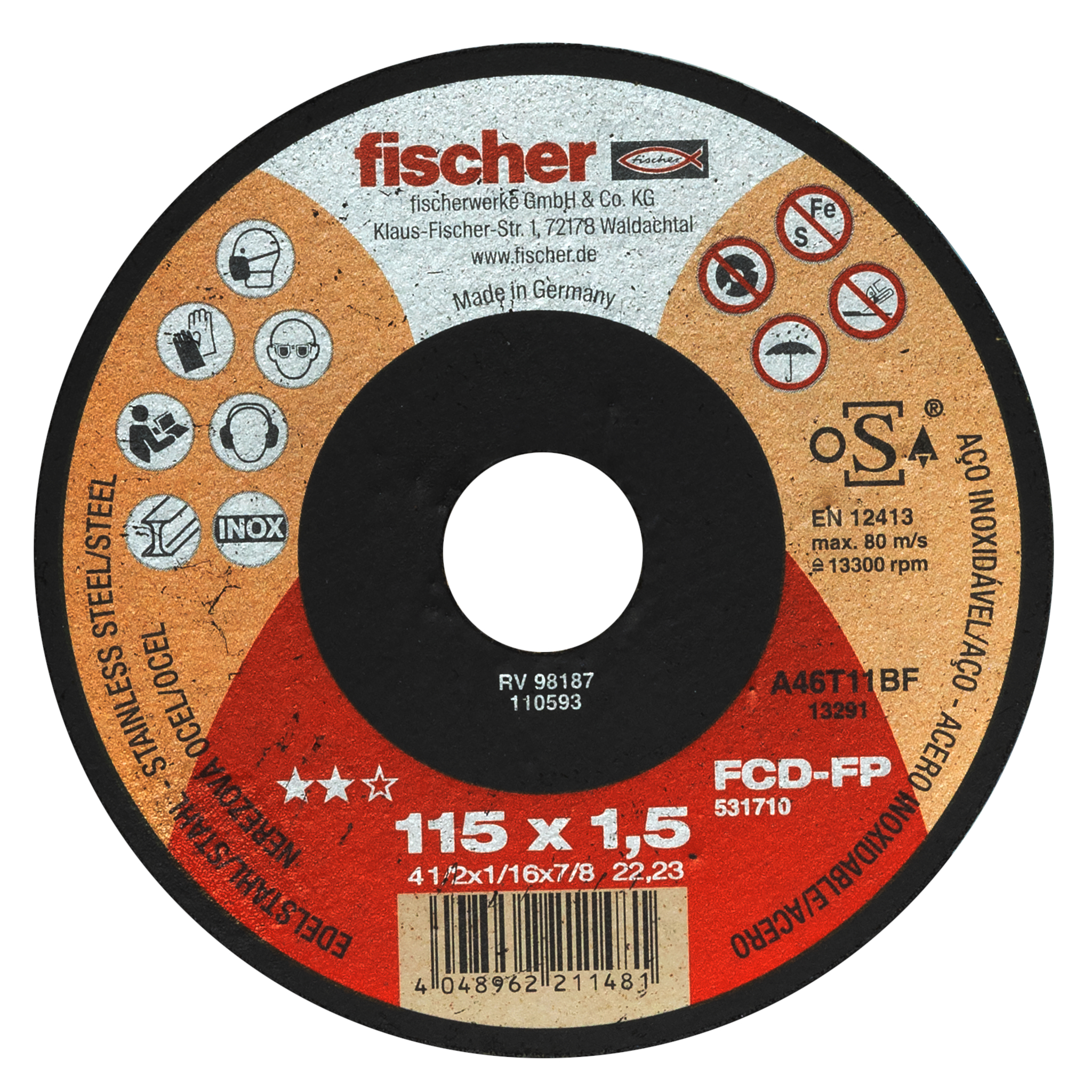 fischer Trennscheibe FCD-FP 115 x 1,5 x 22,23 Inox
