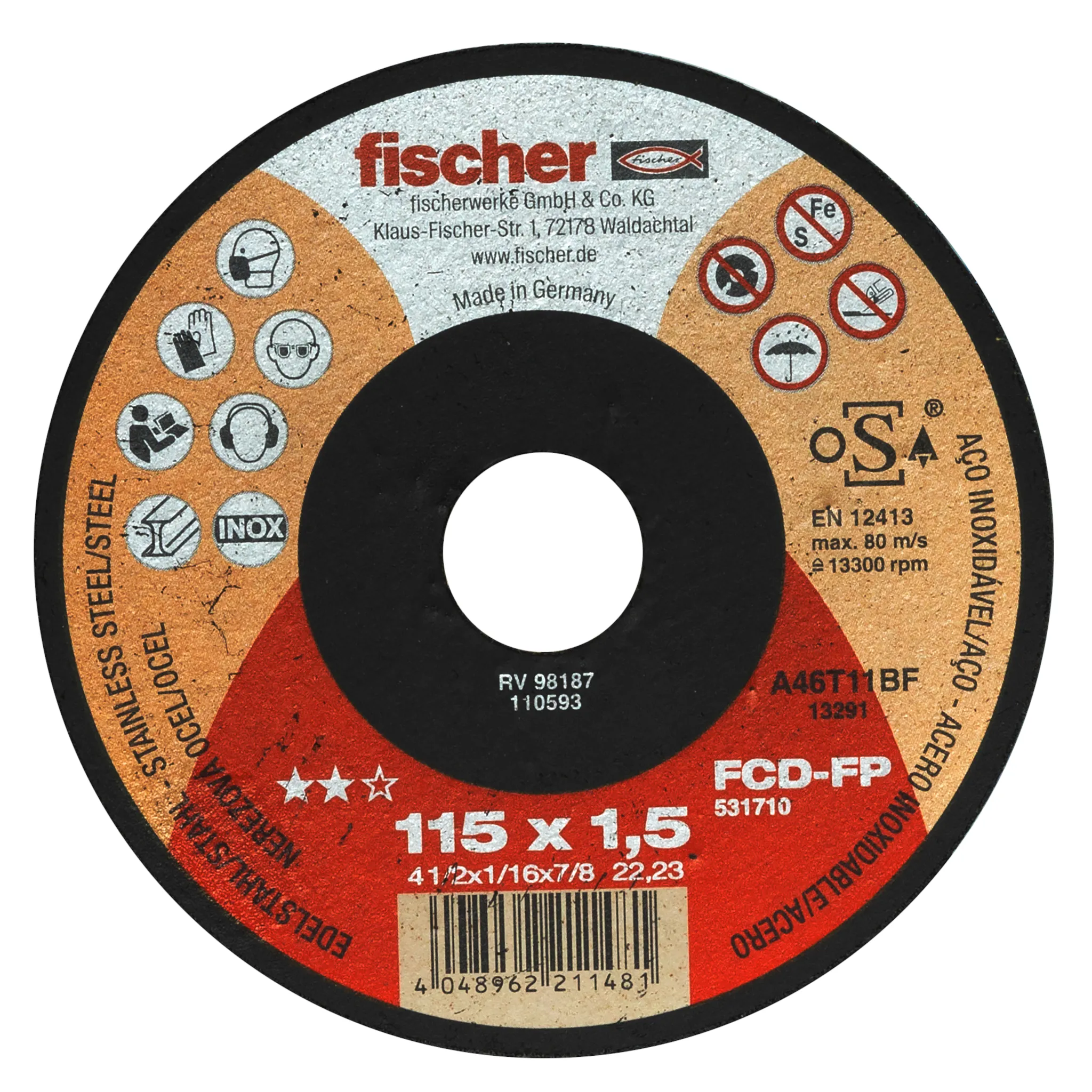 fischer Trennscheibe FCD-FP 115 x 1,5 x 22,23 Inox
