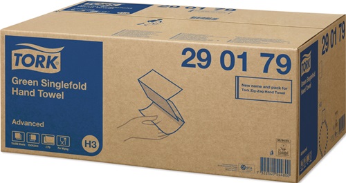 Handtuch TORK 290179 2-lagig,Dekorprägung grün L230xB248mm 15x250 Pk.