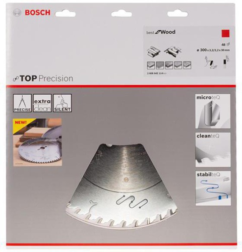 Bosch Kreissägeblatt Top Precision Best for Wood D.300mm Bohrung 30mm 48Zähne WZ