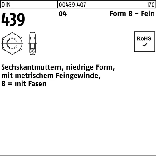 Sechskantmutter DIN 439/ISO 4035 FormB BM 36x 3 Automatenstahl 10 Stück