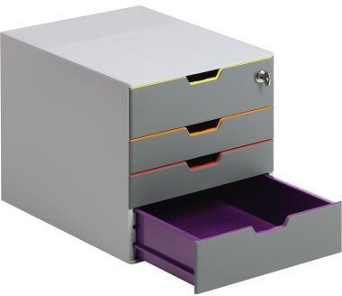 DURABLE Schubladenbox VARICOLOR Safe 760627 Schloss 4Fächer gr/fb