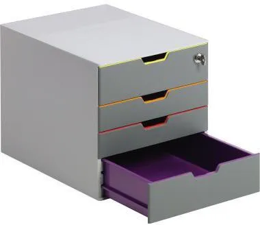DURABLE Schubladenbox VARICOLOR Safe 760627 Schloss 4Fächer gr/fb