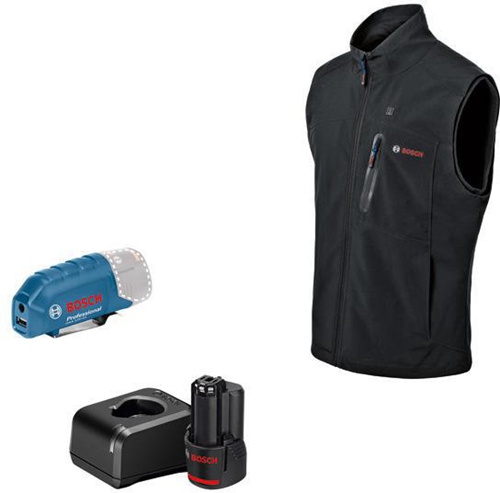 Bosch Weste GHV 12+18V XA Akku-Spannung 12V Gr.2XL schwarz m.Akku/Ladegerät 