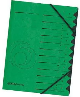 Herlitz Ordnungsmappe 10843332 DIN A4 12 Fächer Karton grün