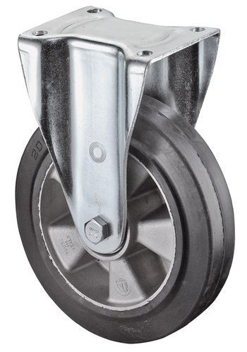 Schwerlast-Bockrolle D.200mm Trgf.450kg Elastikgummi 138mm 110mm BS ROLLEN