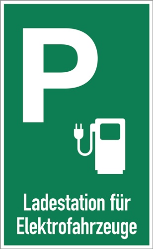 Parkplatzbeschilderung Ladestation f.Elektrofahrzeuge L400xB250mm Alu.grün/weiß