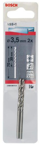 Bosch Metallbohrer HSS-G DIN338 Arbeits-L.39mm D.3,5mm L.70mm 2er Pack