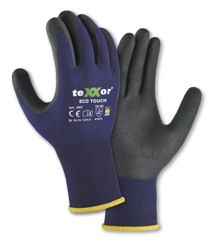 teXXor Nylon-Strickhandschuhe ECO TOUCH - dunkelblau/schwarz - Gr. 6 - 11