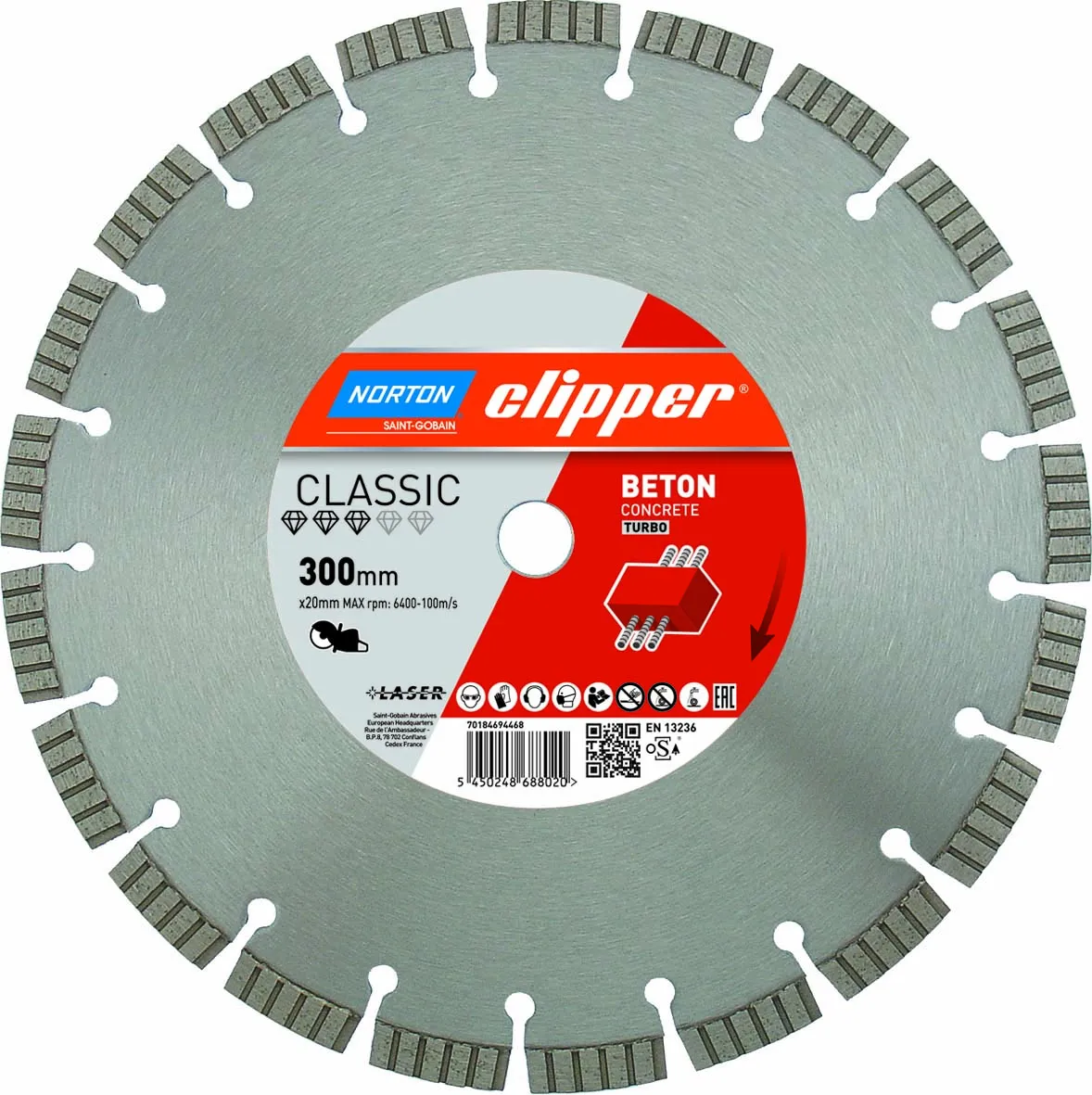 Norton Clipper Diamanttrennscheibe Classic Beton Turbo - 400  x  25,4 mm