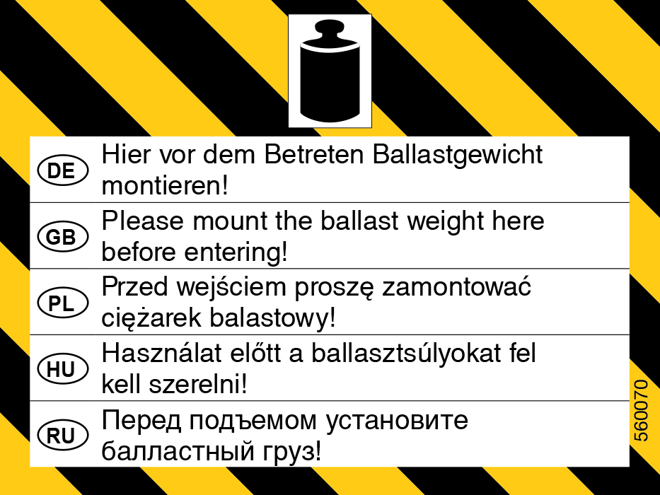 KRAUSE Etikett Achtung Ballastgewicht  (VE 5)