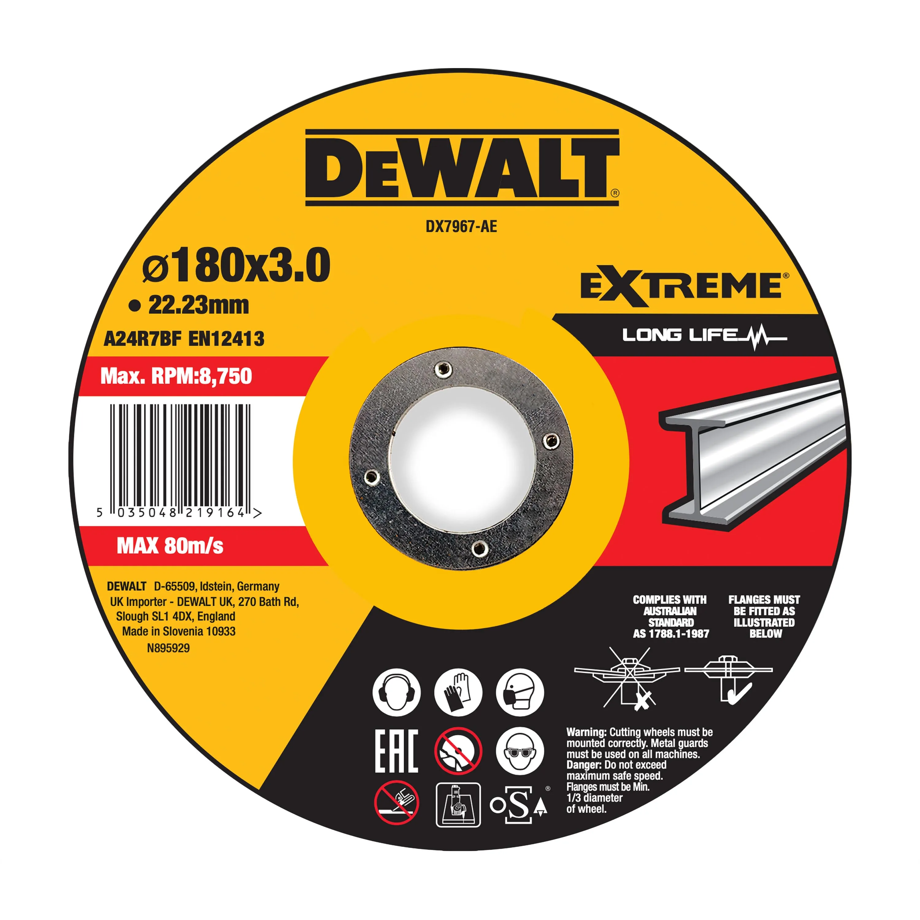 DEWALT DX7967-AE Trennscheibe 180x3x22,23 mm Metall