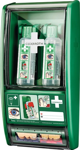 Augenspülstation H560xB290xT120ca.mm 2x0,5 l,1xPflasterspender CEDERROTH