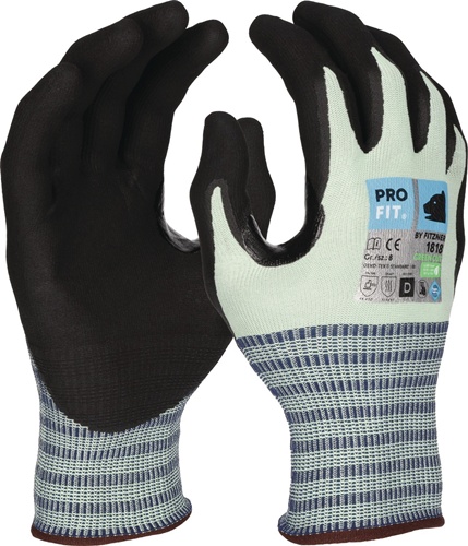 Schnitthandschuh Green Cut D Gr.8 hellgrün/schwarz EN 388,EN 407 PSA II PRO FIT