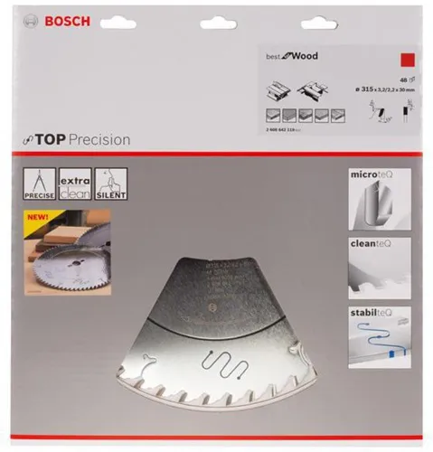Bosch Kreissägeblatt Top Precision Best for Wood D.315mm Bohrung 30mm 48Zähne WZ