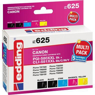 edding Tintenpatrone 18-625 wie Canon PGI-580XXL sw/sw/c/m/g 5 St.
