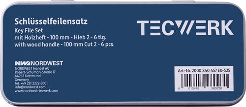 Schlüsselfeilensatz DIN 7283 A-F L.100mm Hieb 2 TECWERK
