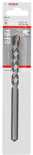 Bosch Betonbohrer Silver Percussion CYL-3 D.12mm Arbeits-L.90mm L.150mm Schaft-D.10mm