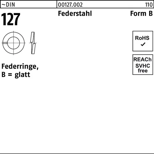 Federring DIN 127 B 2 Federstahl 1000 Stück