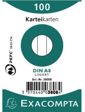Exacompta Karteikarte 3808B DIN A8 liniert weiß 100 St./Pack.