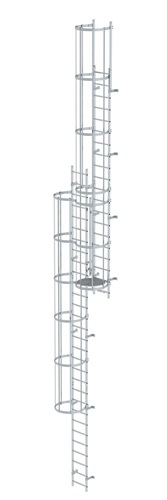 MUNK Mehrzügige Steigleiter mit Rückenschutz (Maschinen) Aluminium blank