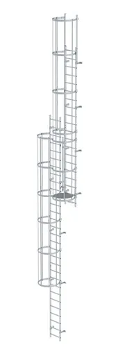 MUNK Mehrzügige Steigleiter mit Rückenschutz (Maschinen) Aluminium blank 12,12m