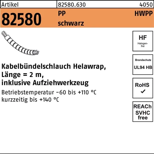 Kabelbündelschlauch R 82580 Helawrap 27 Polypropylen sw 1St. HELLERMANNTYTON