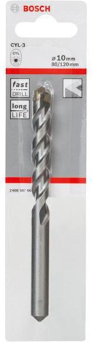 Bosch Betonbohrer Silver Percussion CYL-3 D.10mm Arbeits-L.80mm L.120mm Schaft-D.9mm