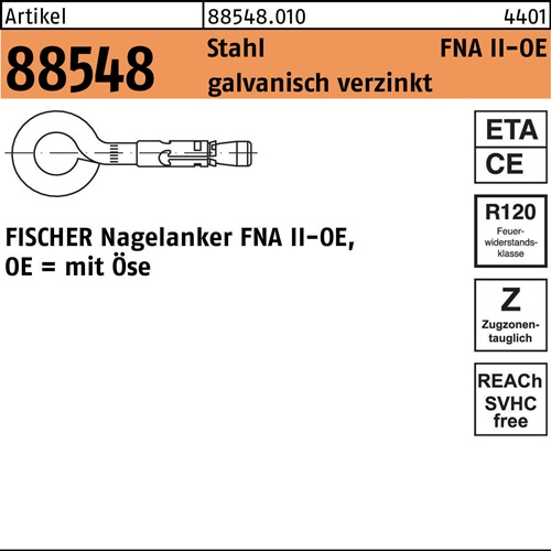 Nagelanker R 88549 Öse FNA II 6x25 OE Stahl galv.verz. 50St. FISCHER