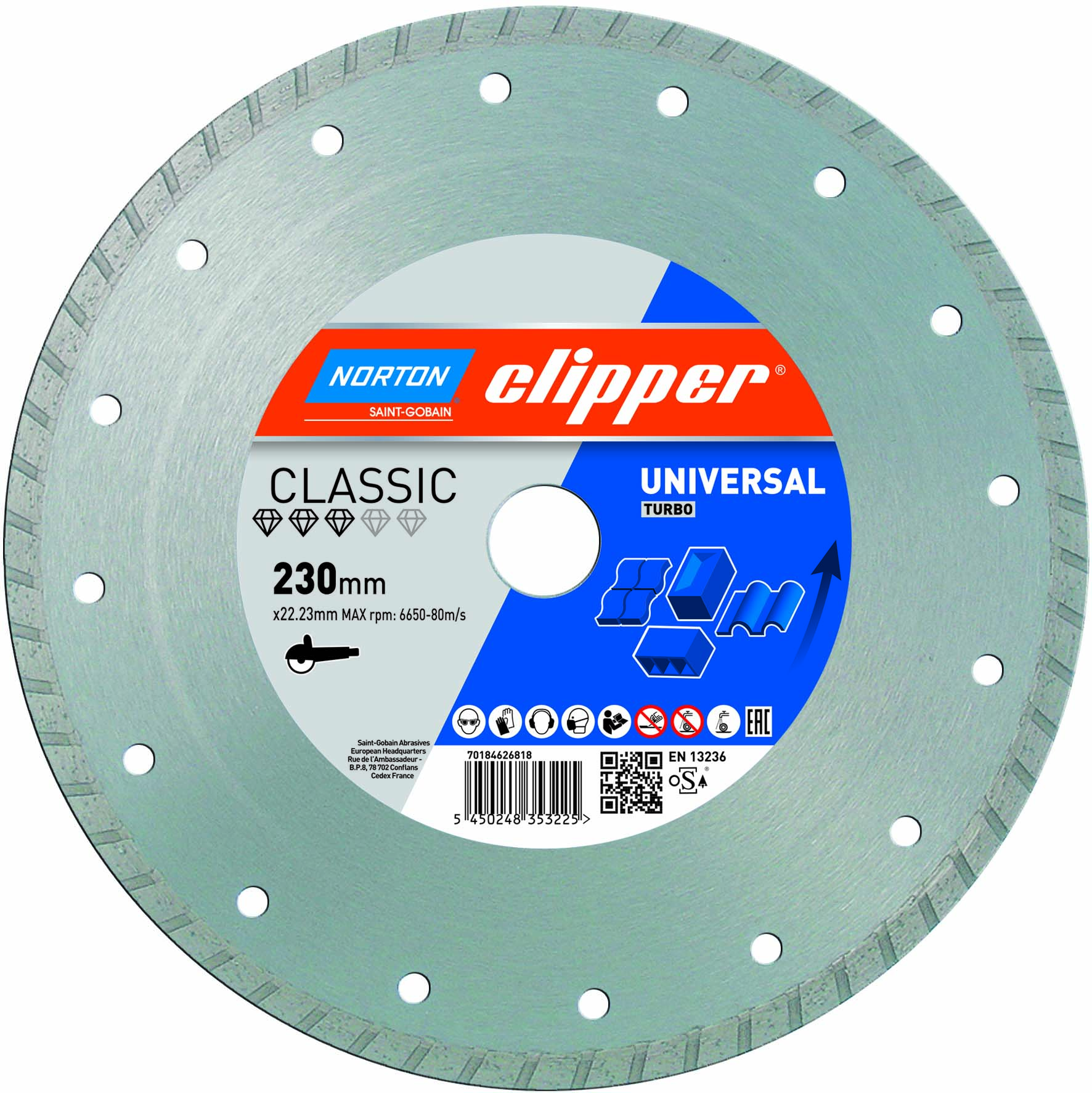 Norton Clipper Diamanttrennscheibe Classic Universal Turbo - 115  x  22,23 mm
