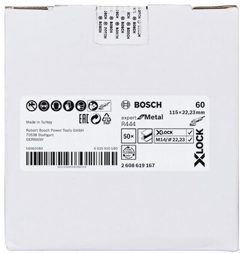 Bosch Fiberschleifscheibe X-LOCK R444 Expert for Metal D.115mm Körnung 60