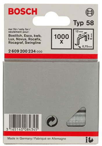 Bosch Feindrahtklammer Typ 58 BxL 13x6mm Dicke 0,75mm 1000er Pack 