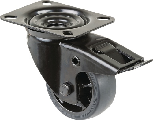 Lenkrolle D.80mm Trgf.100kg m.Festst.Gum.104x80mm schwarz BS ROLLEN