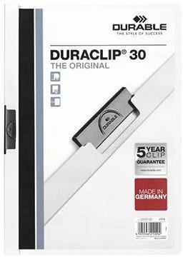 DURABLE Klemmmappe DURACLIP 30 220002 DIN A4 Hartfolie weiß